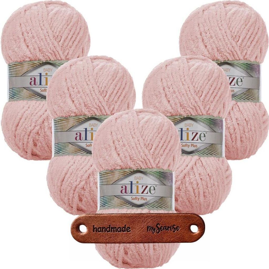 5 x ALIZE Softy Plus 340 Baby Pink mit Label Produktbild 