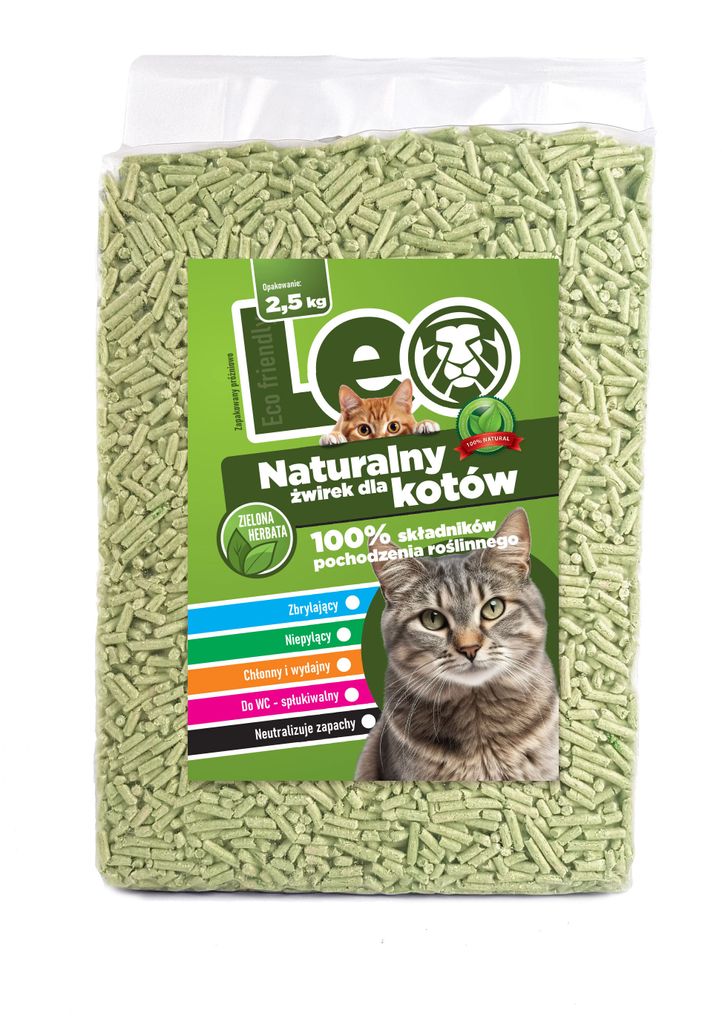 Pflanzliche Katzenstreu mit Grnem Tee, schnell klumpend,