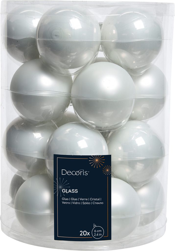 Weihnachtskugeln Glas 6cm x 20 Stück - Winterweiß Produktbild 