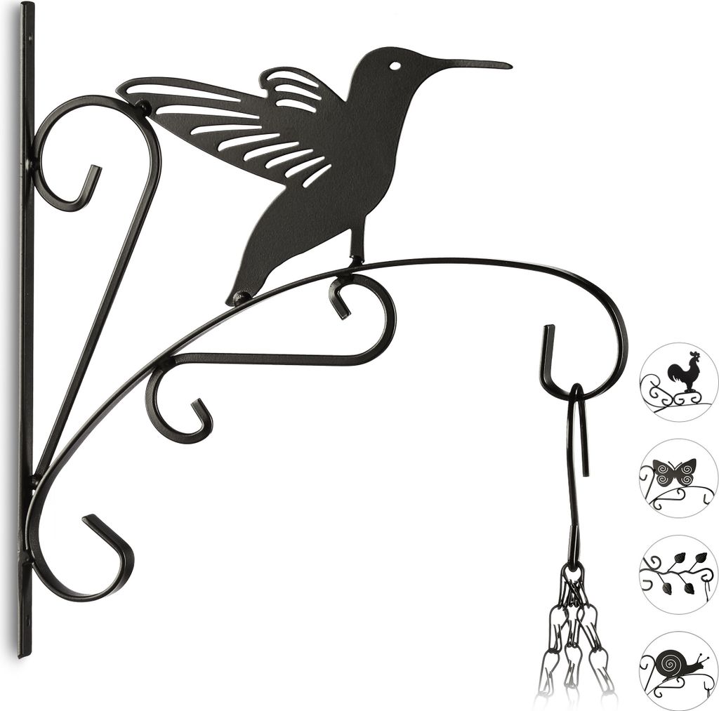 Relaxdays Blumenhaken mit Vogel, Blumenampelhalter für Produktbild 