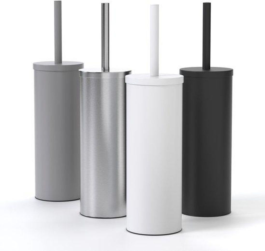 Toiletborstel aus Edelstahl und Silikon - Hygienische Toilettenbürste mit Spatschutz - Antibakterielle Bürstenhalter - Toilettenbürste (weiß)