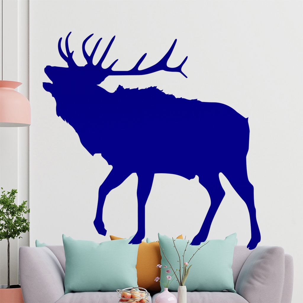 KIWISTAR Elch Silhouette - Hirsch Geweih Laute Wandtattoo in 6 Größen - Wandaufkleber Wall Sticker - Dekoration, Küche, Wohnzimmer, Schlafzimmer...