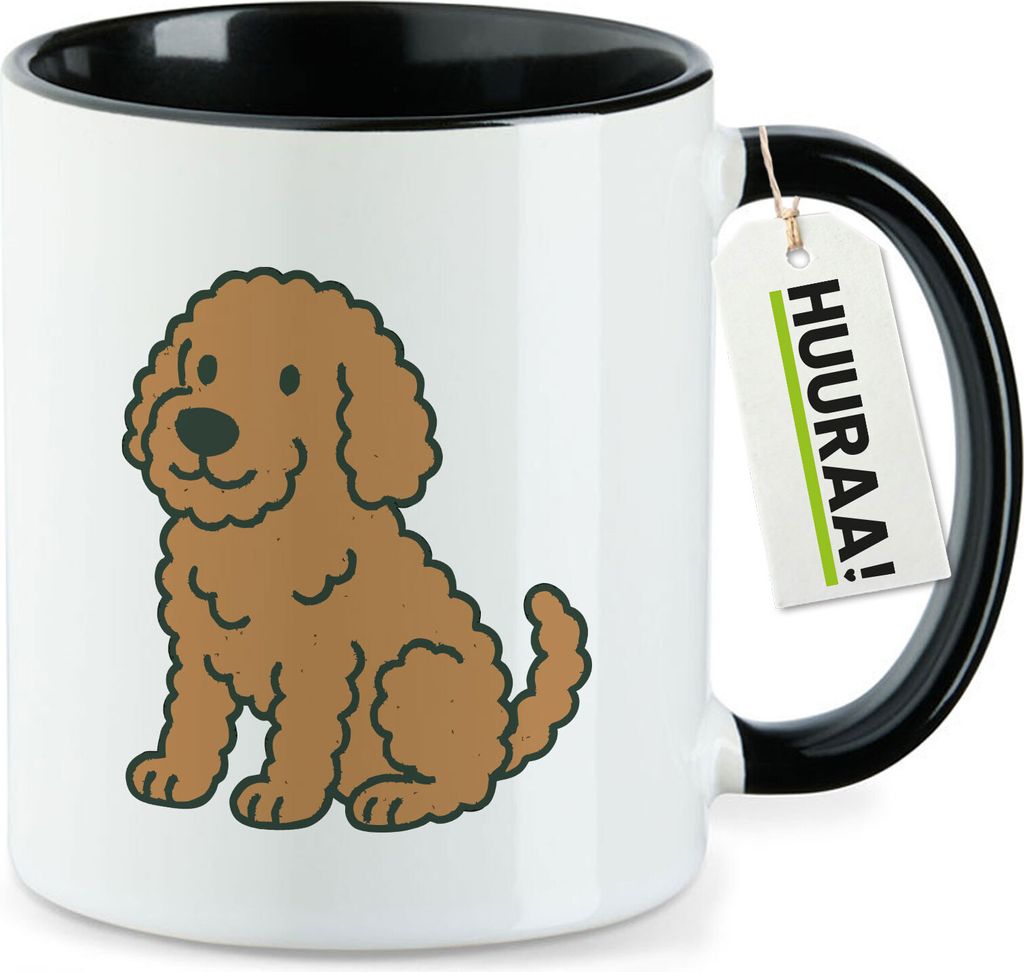 Huuraa Kaffeetasse Labradoodle Comic Labradoo 330ml Schwarz Keramik Kaffeebecher Geschenkidee