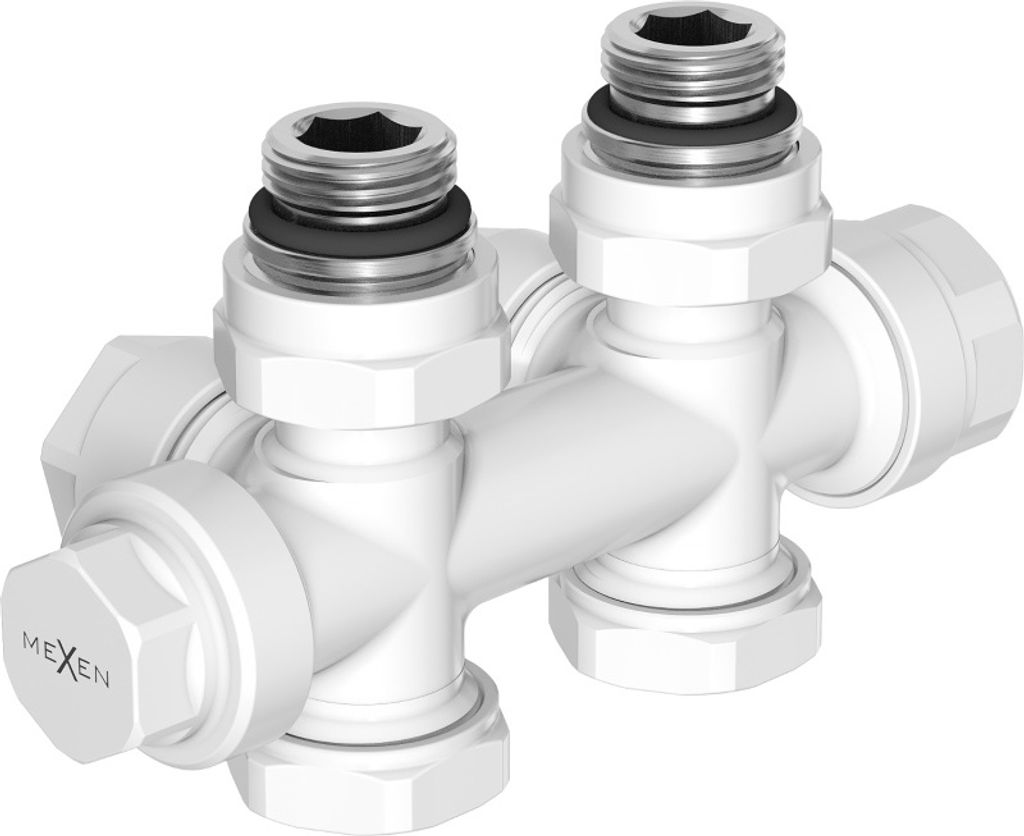 Mexen Heizungsventil Winkel/Gerade, Duplex, DN50, Weiß - W908-000-20