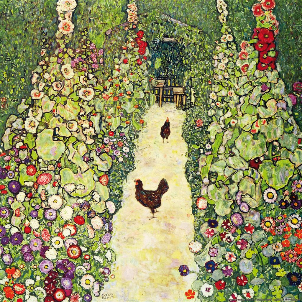 Gustav Klimt Kunstdruck Bild - Gartenweg Mit Hühnern, 1916 (40 x 40 cm)