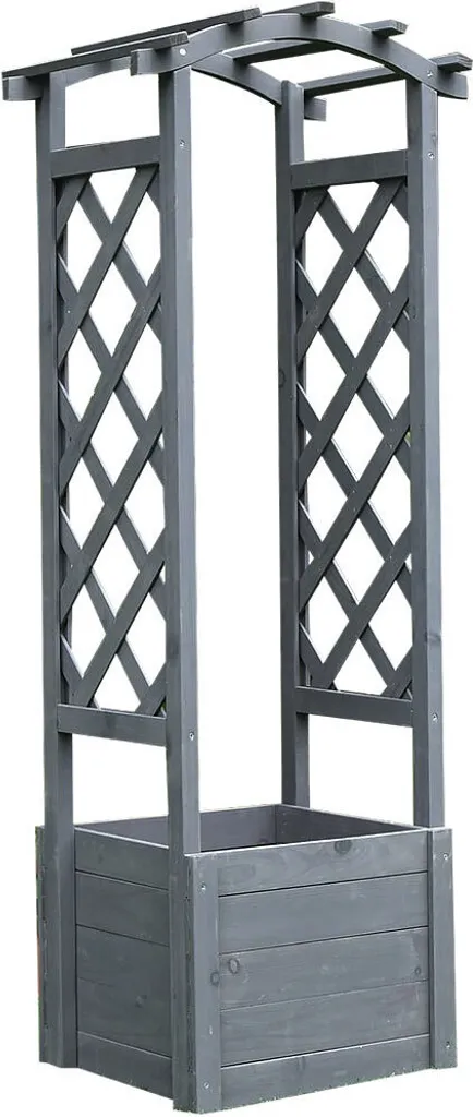 Pergola en Bois avec Bacs à Plantes Intégrés - Gris - Support Rosiers