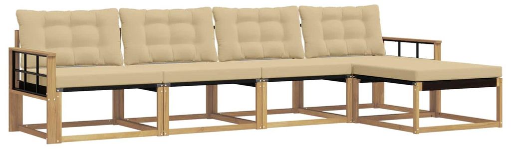vidaXL Outdoor-Sofagarnitur mit Kissen 5 pcs Weiß und Beige