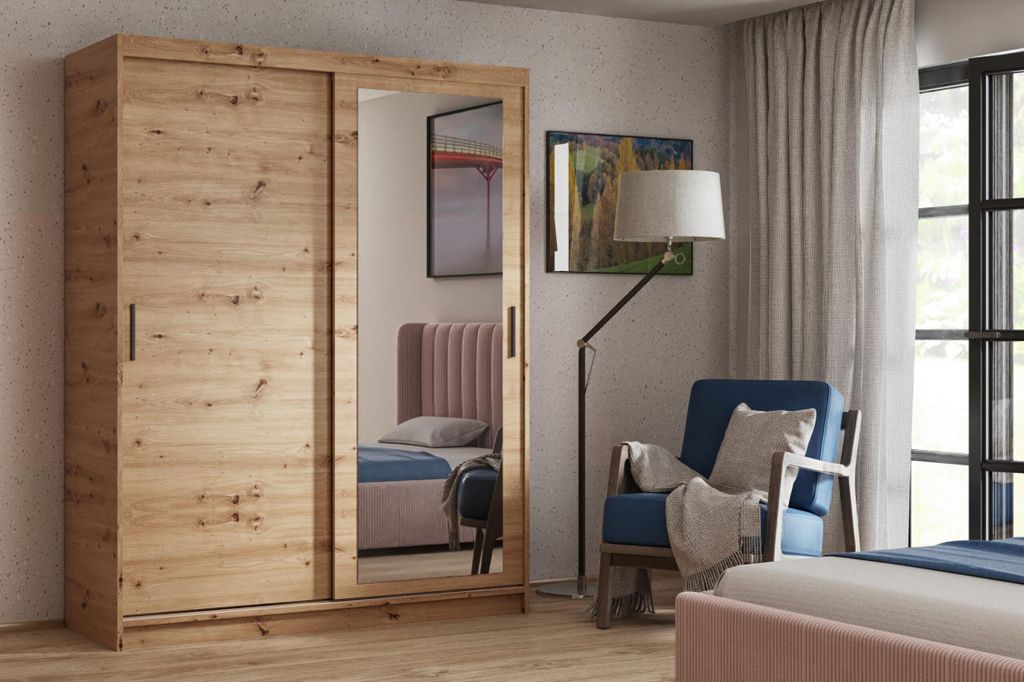 Dvoudveřová skříň se zrcadlem 160 cm SKRONA - dub artisan Obrázek produktu 