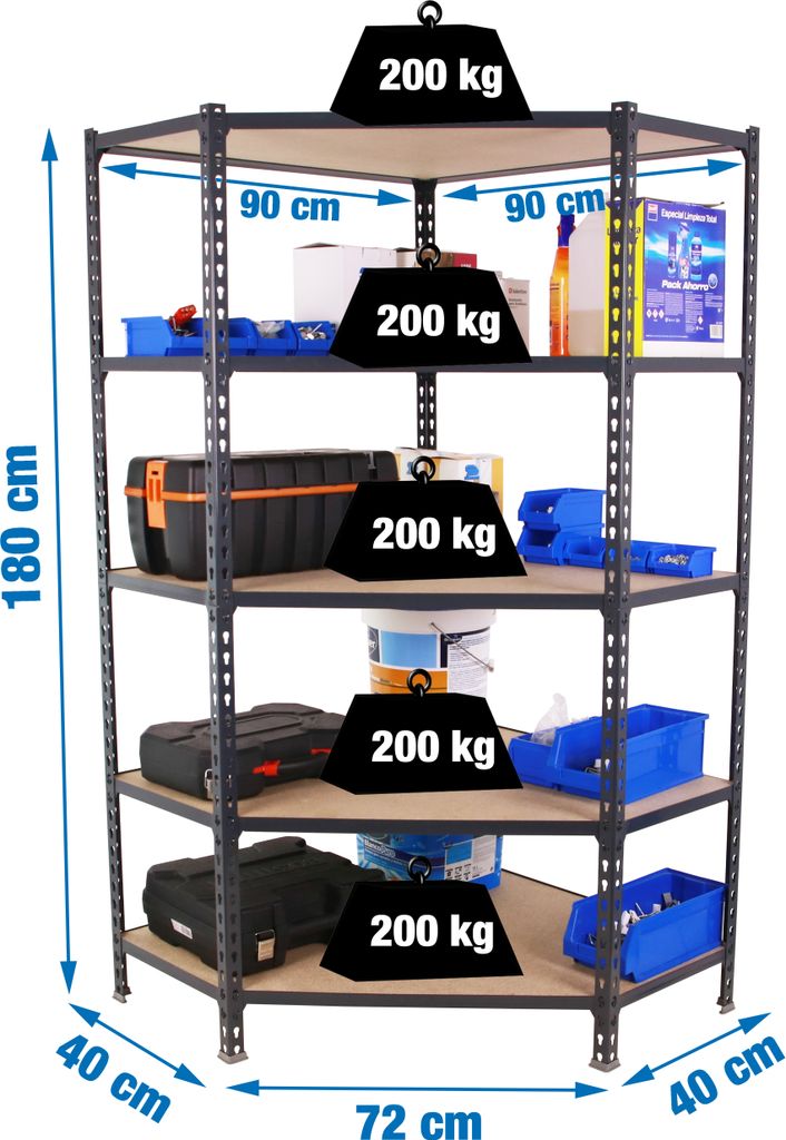 Simonrack Schwerlastregal MADERCLICK 8425437135224 anthrazit 90,0 x 40,0 x 180,0 cm