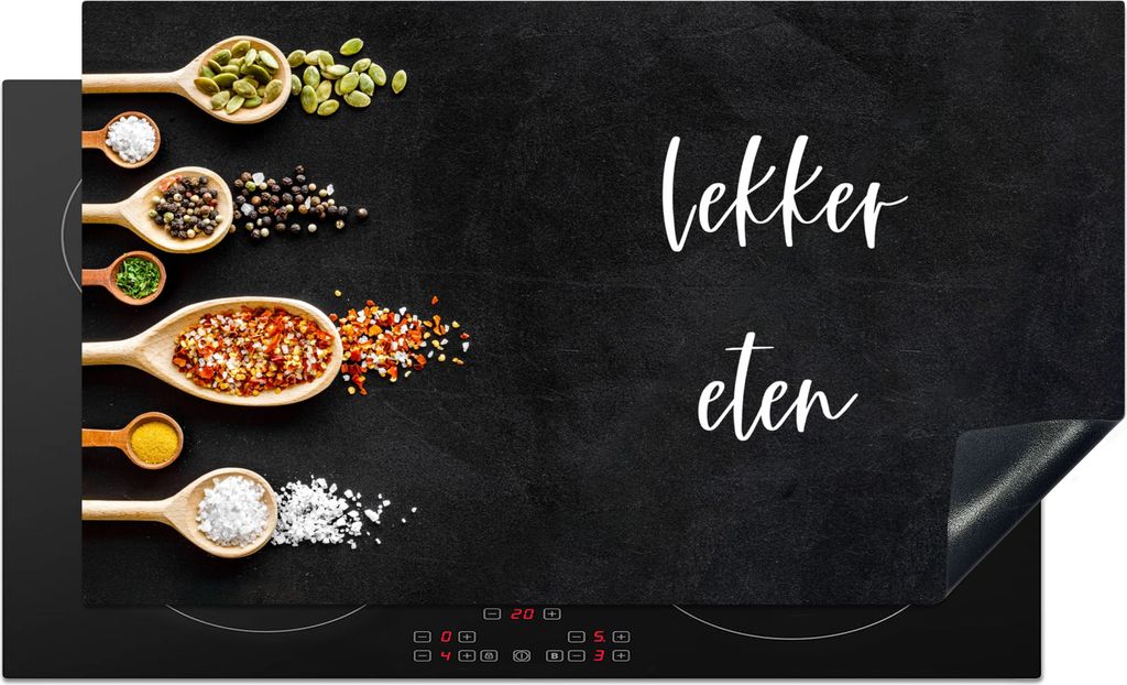 KitchenYeah Herdabdeckplatte Zitate - Gewürze - Sprichwörter - Gutes Essen , 89x51cm, Küche Deko, Glaskeramikfeld Herdabdeckung, Abdeckplatte ...
