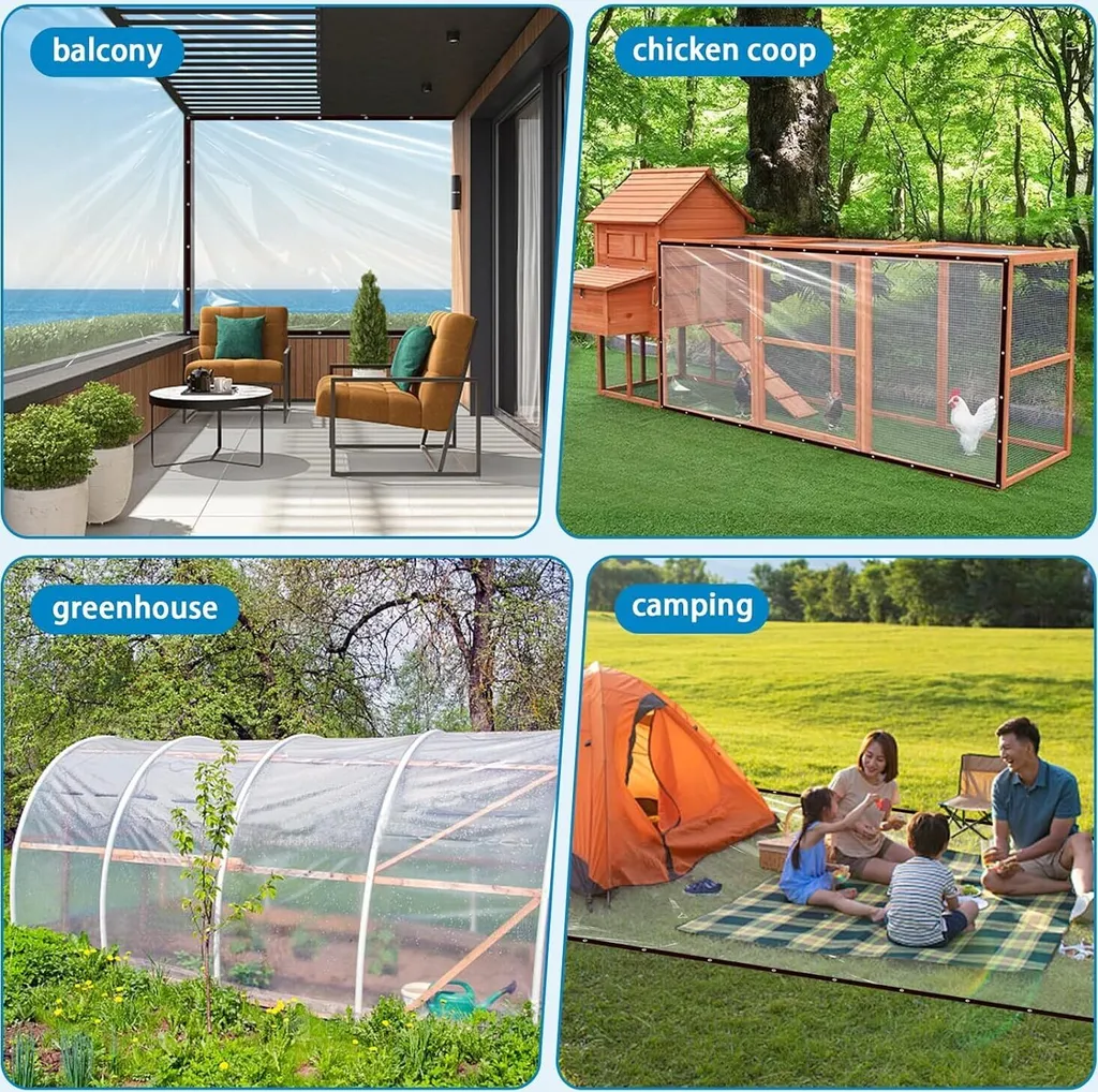 Bâche de couverture transparente 5x7m étanche avec œillets alu robustes