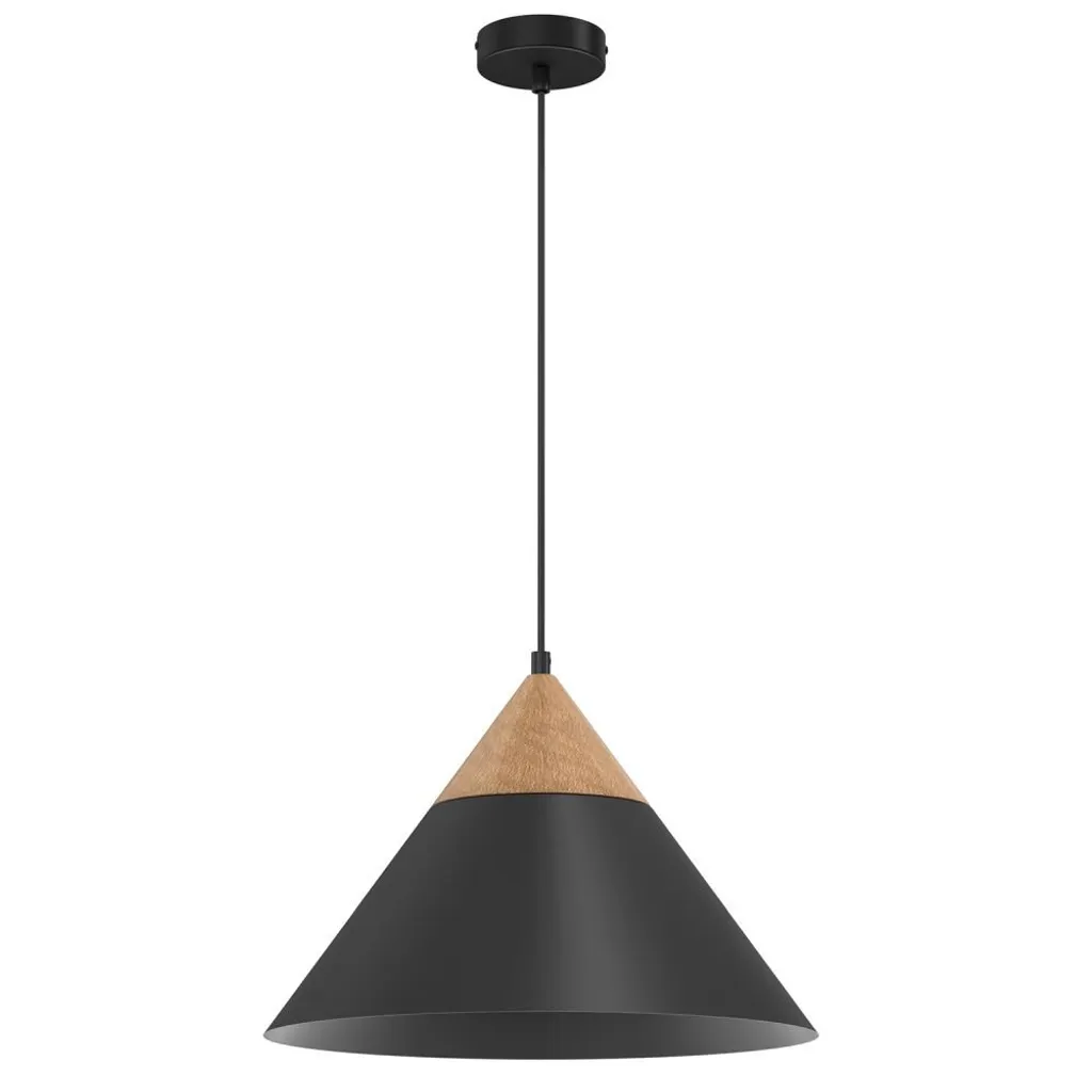 Lustre Suspension Noir et Bois Luminex Single pour Éclairage Design E27