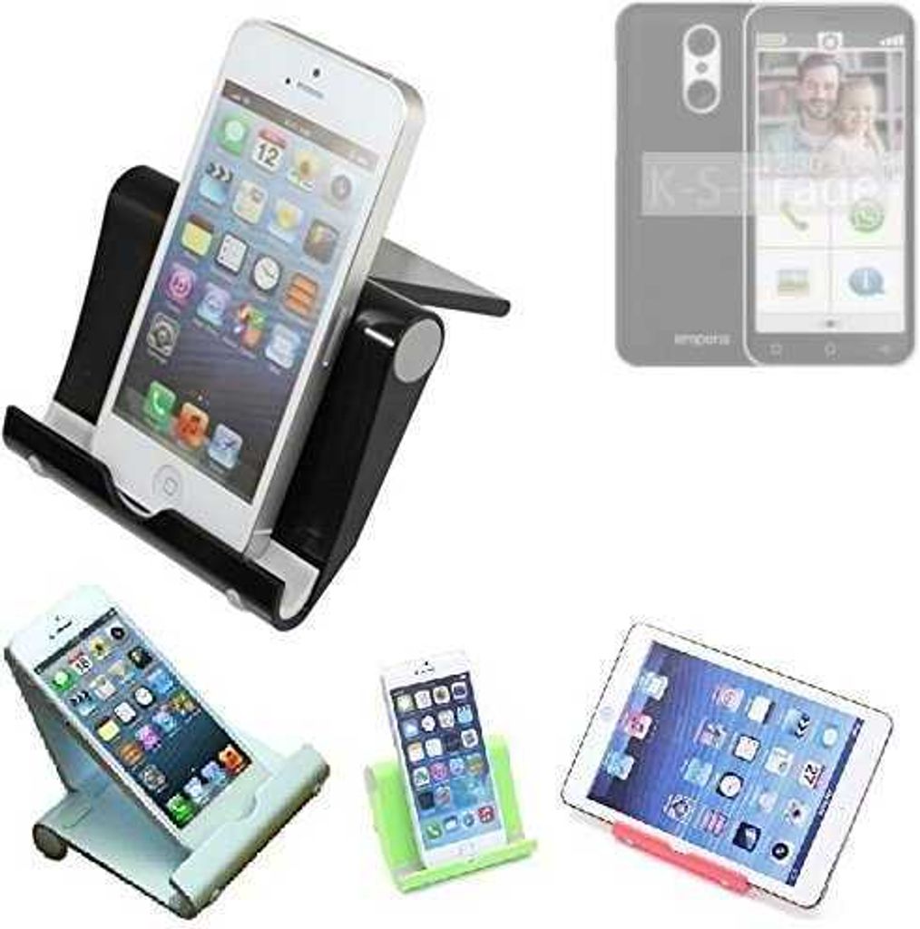 K-S-Trade Handy-Ständer kompatibel mit Emporia Smart.4 faltbarer Tischständer Smartphone Tablet Halterung Reise