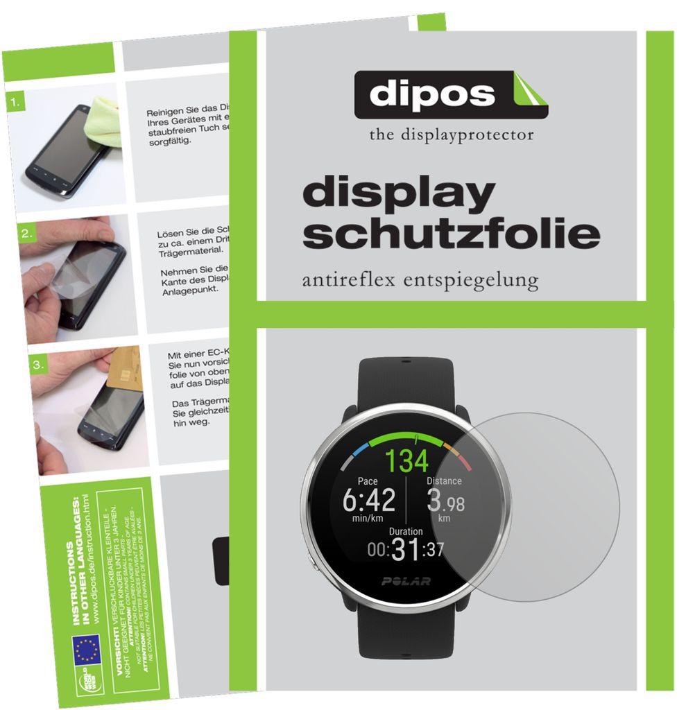 2x Schutzfolie für Polar Ignite matt Displayschutzfolie Folie Display Schutz dipos