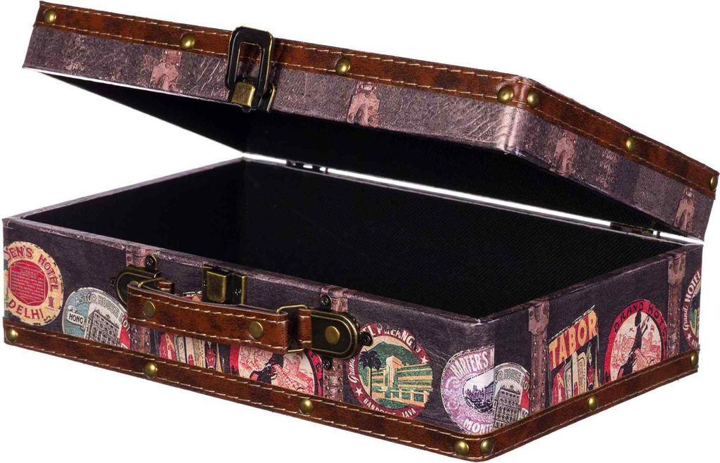 Truhe Kiste KD1291 Geschenkbox Holztruhe Vintage Look Schatzkiste ., Größe:Größe L ( 31cm B x 20cm T x 10cm H )