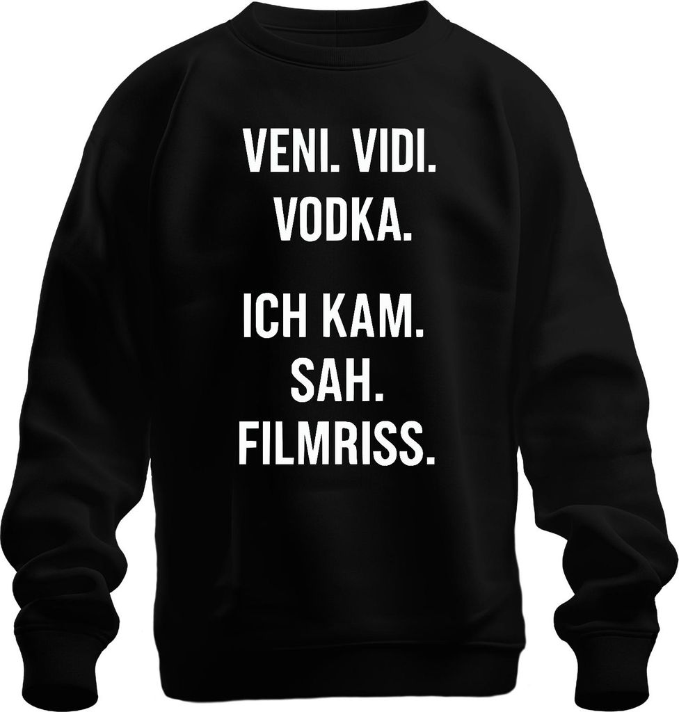 Veni Vidi Vodka Ich kam sah Filmriss Party Geschenk Lustig Feier Uni Sweatshirt Pullover, Schwarz, 3XL