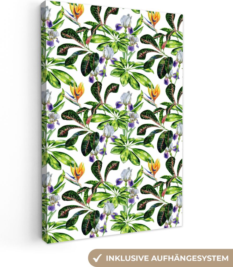 OneMillionCanvasses - Leinwandbilder - 90x140 cm, Paradiesvogelpflanze - Blätter - Muster, Wandbilder Kunstdruck Wanddekoration - Wandschmucke -...