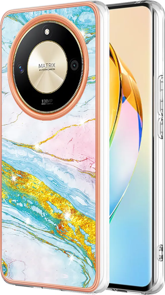 Custodia Portafoglio Per Honor X6b Con Supporto - Effetto Marmo Rosa E Bianco, Slot Per Carte E Banconote