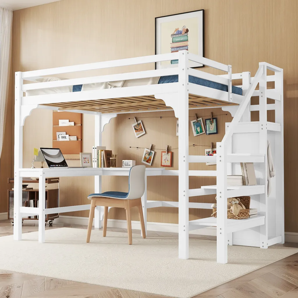 Lit Mezzanine 140x200 : Solution Bureau et Rangement pour Petite Chambre