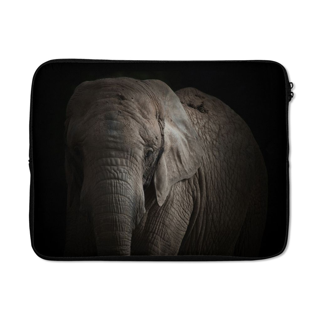 MuchoWow Laptop Hülle 13 Zoll Elefant - Porträt - Tiere - Schwarz Laptoptasche - Laptophülle - Sleeve - Rundumschutz