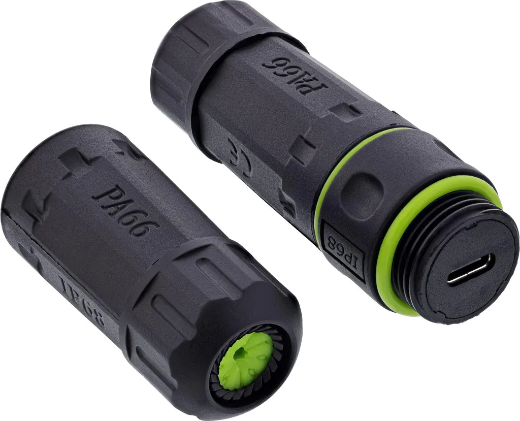InLine® Accoppiatore USB-C, IP68, 2x presa USB-C, schermato, M20