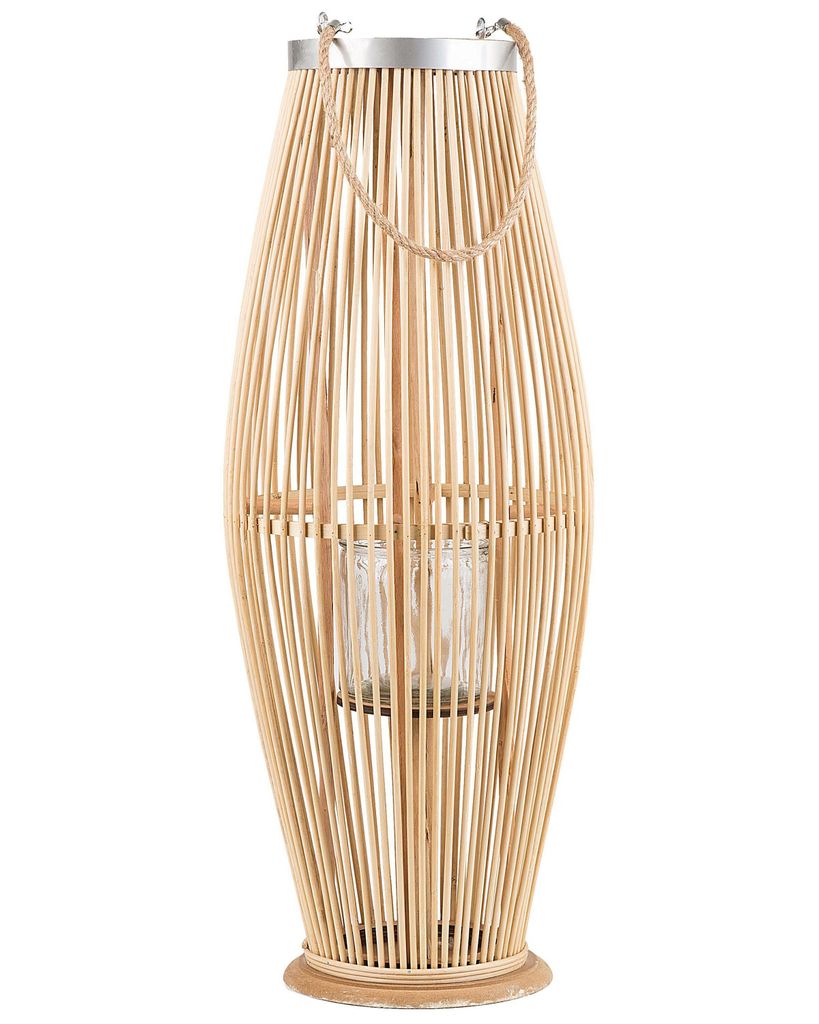 BELIANI Laterne Braun 72 cm mit Windlicht aus Glas für den Produktbild 