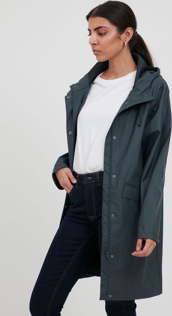 ICHI IHTAZI Damen Windbreaker Übergangsjacke Regenjacke Regenmantel mit Druckknöpfen Kapuze mit Kordelzug Eingrifftaschen Regular fit
