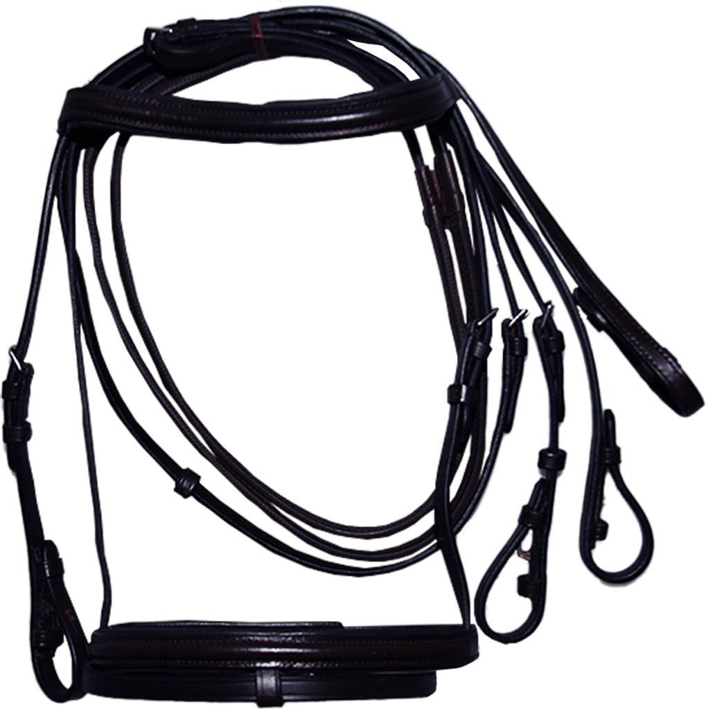 Hy gepolsterter Zaum mit Sperrriemen und Gummigriff-Zügel BZ392 (X-Full) (Schwarz)