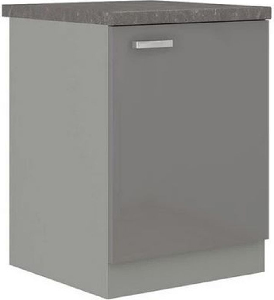 Meuble bas de cuisine 1 porte 60 cm RONG - gris / gris Image du produit 