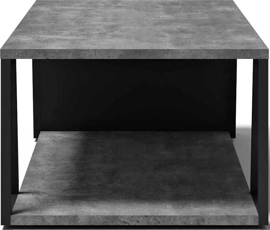 Table basse de salon rectangulaire décor béton et pieds noirs mats - 7