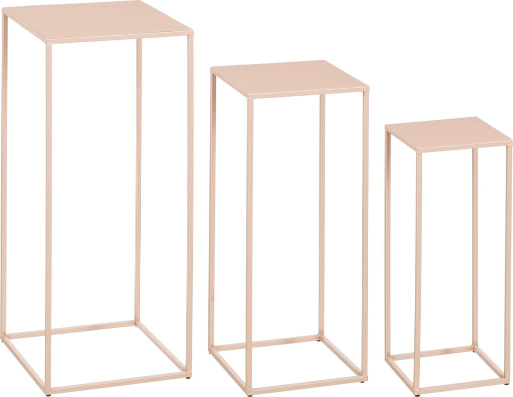 Mica Decorations Quinty Beistelltisch - 3er-Set - L30 x B30 x H70 cm - Eisen - Hellrosa