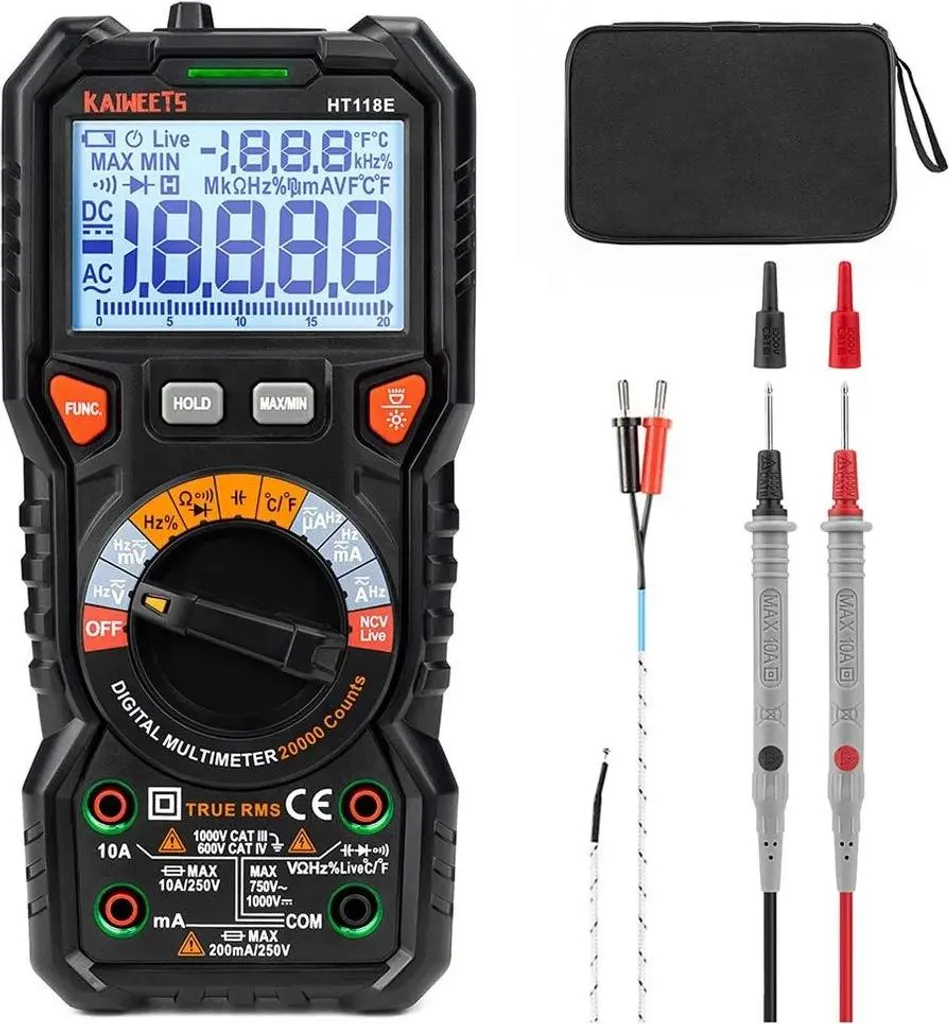 Multimètre numérique pour électricien - Mesure tension et courant 10A