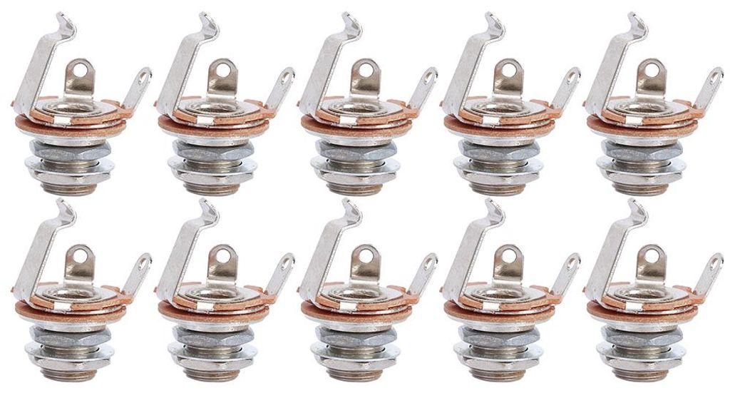 10 Stück 6,35-mm-Mono-Eingangsbuchsen für E-Gitarren, Bässe und Musikinstrumente