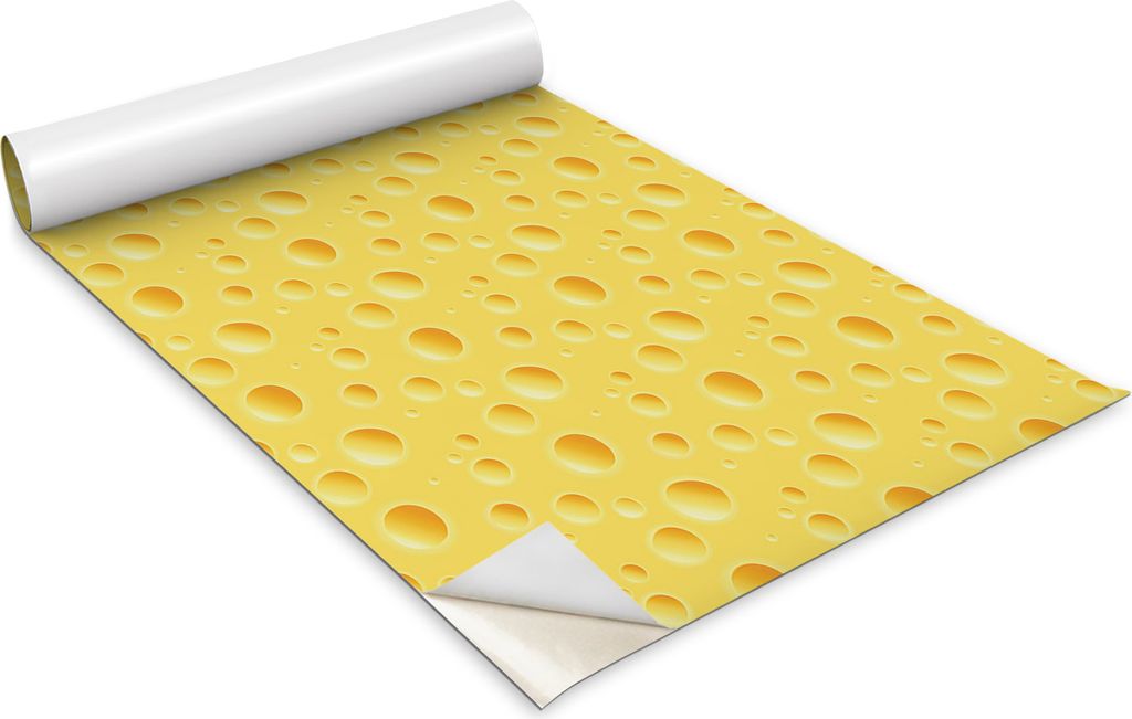 Selbstklebende Möbelfolie - Dekorationsfolie - Tischmöbel - Zuschneidbar - Gelber Käse Mit Löchern - 100 x 50 cm