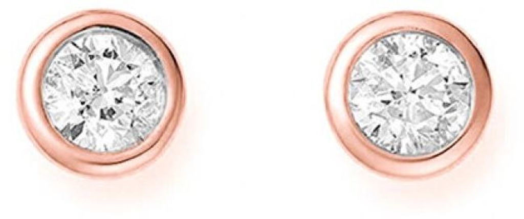 Fine bronze stud earrings with zircons SVLE1517XH2RO - Diameter: 0.6 cm