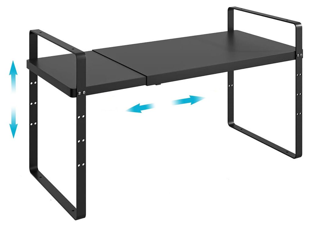 Ausziehbares Regalsystem, robustes Gewürzregal aus Stahl, höhenverstellbar, für Zuhause, Büro, Garage, Speisekammer, Küchenarbeitsplatte – K...