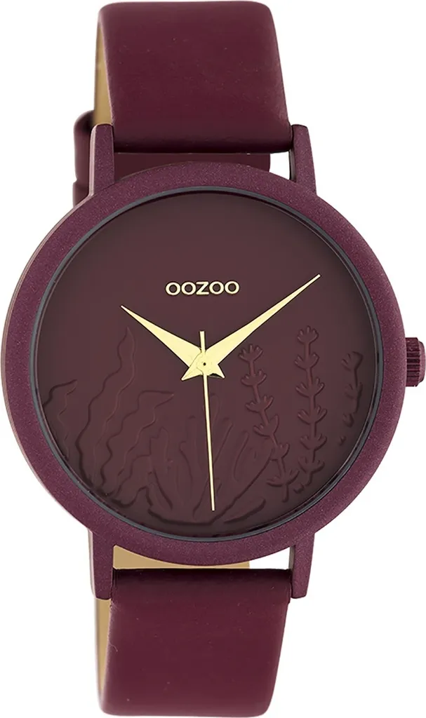 Montre Oozoo violette en cuir véritable et acier Timepieces UOC10609