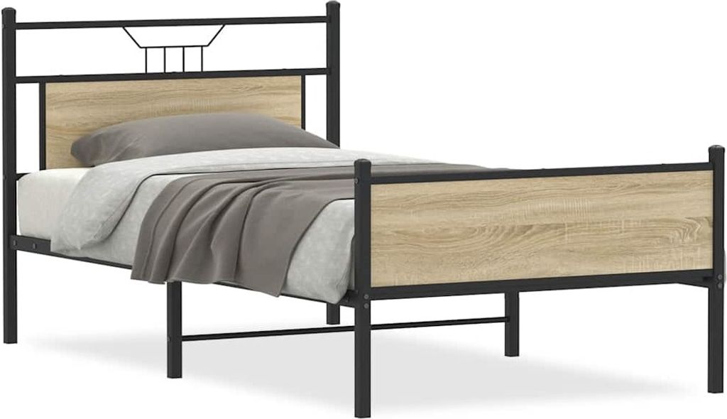 Bettgestell ohne Matratze Sonoma-Eiche 100x190 cm Holzwerkstoff - Klassische Betten