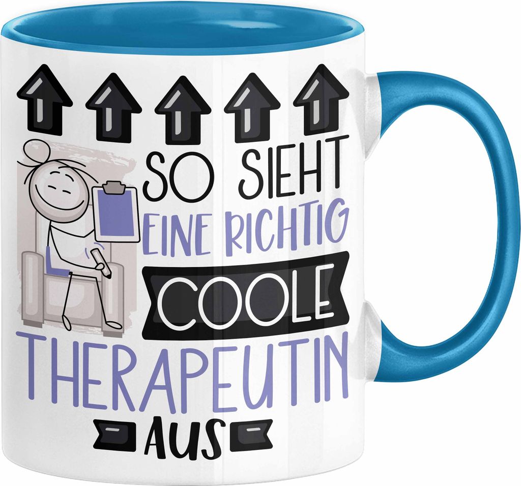 Therapeutin Geschenk Tasse Geschenkidee für Therapeutin Geburtstag Weihnachten Spruch So Sieht Eine Richtig Coole Therapeutin Aus Kaffee-Becher (...