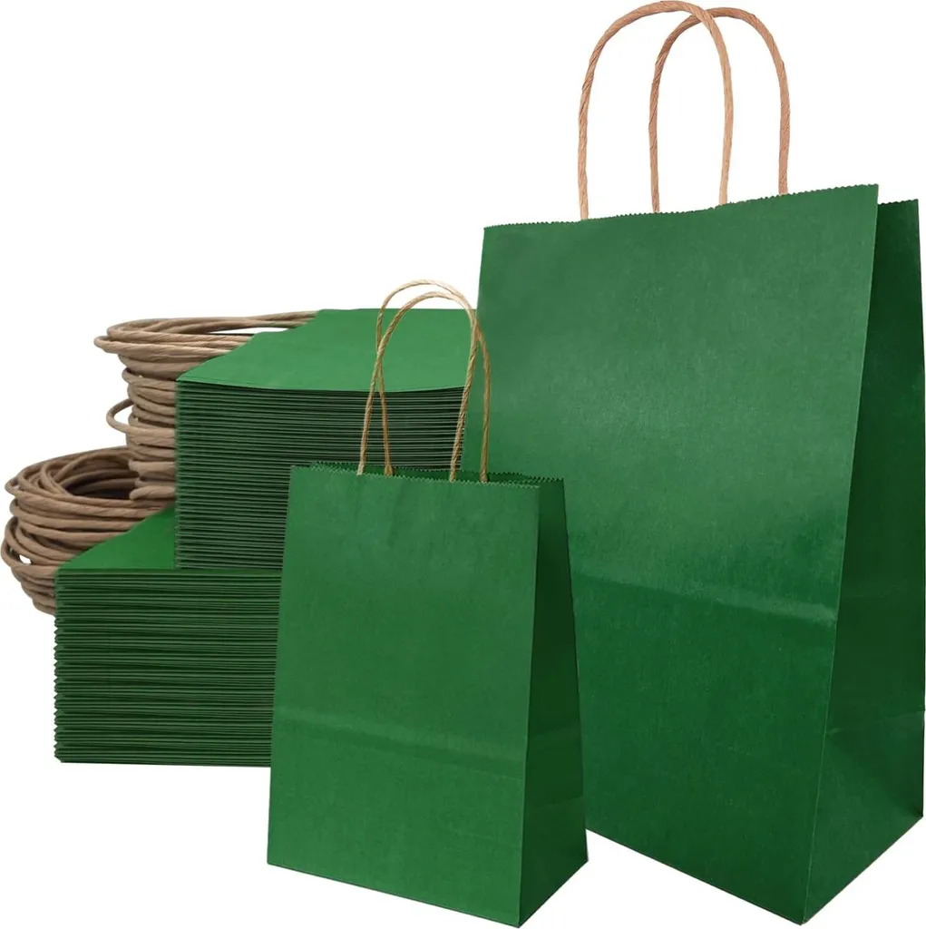 Sacs de Transport Verts pour Anniversaire et Mariage - Kraft 50 pcs