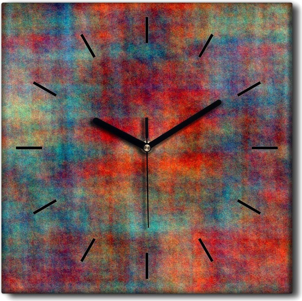 Coloray Uhr auf Leinwand 30x30 cm Wand Uhr Dekoration Wohnzimmer Segeltuch schwarze Hände -Abstraktion Kunstkunst