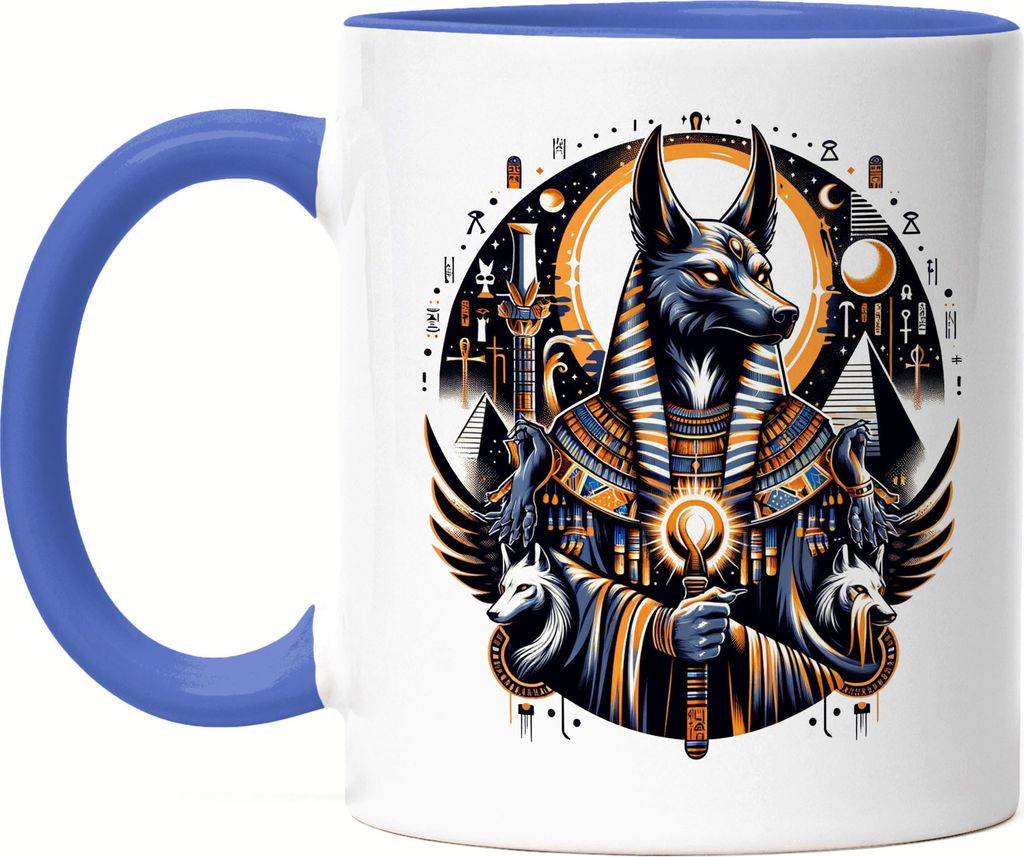 Anubis Ägyptischer Gott Tasse Blau - Geschichtsliebhaber Geschenk