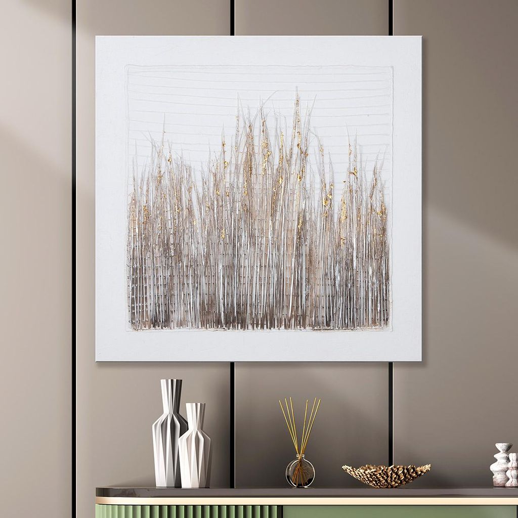 Gilde Bild, quadratisch, "Cespuglio", Leinwand, weiß, VE 1, L. 3 cm, B. 80 cm, H. 80 cm