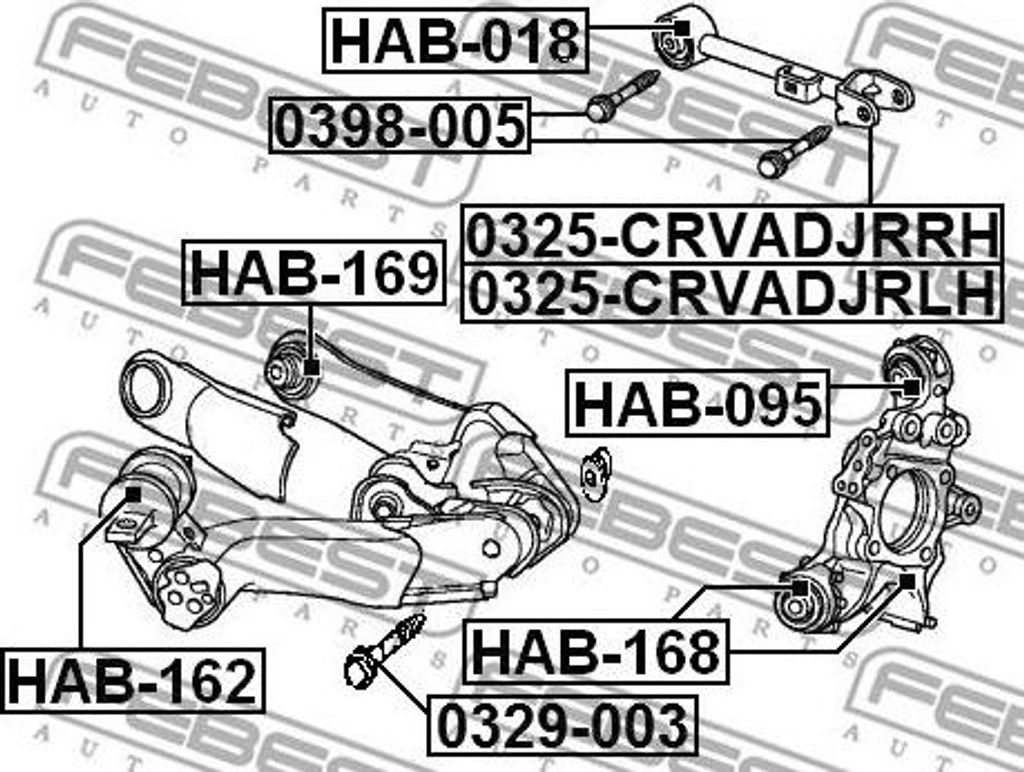 FEBEST 0398-005 Schraube, Querlenker OE 90396S7A000 kompatibel mit CR-V, FR-V, Stream
