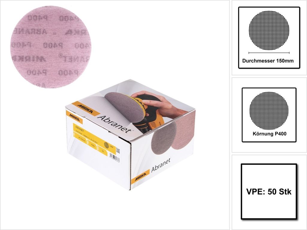 Mirka ABRANET Schleifscheiben Grip 150mm P400 50Stk. ( Produktbild 