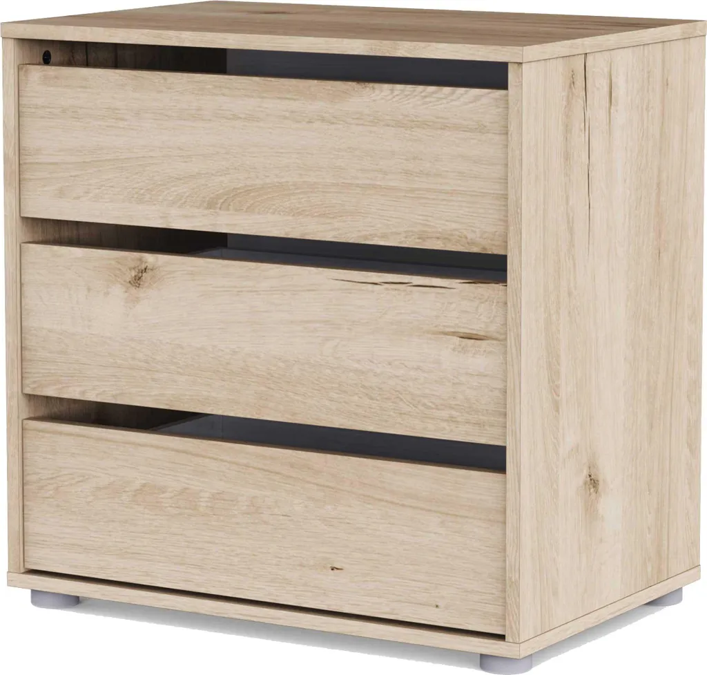 Commode en chêne 3 tiroirs compacte pour chambre et bureau