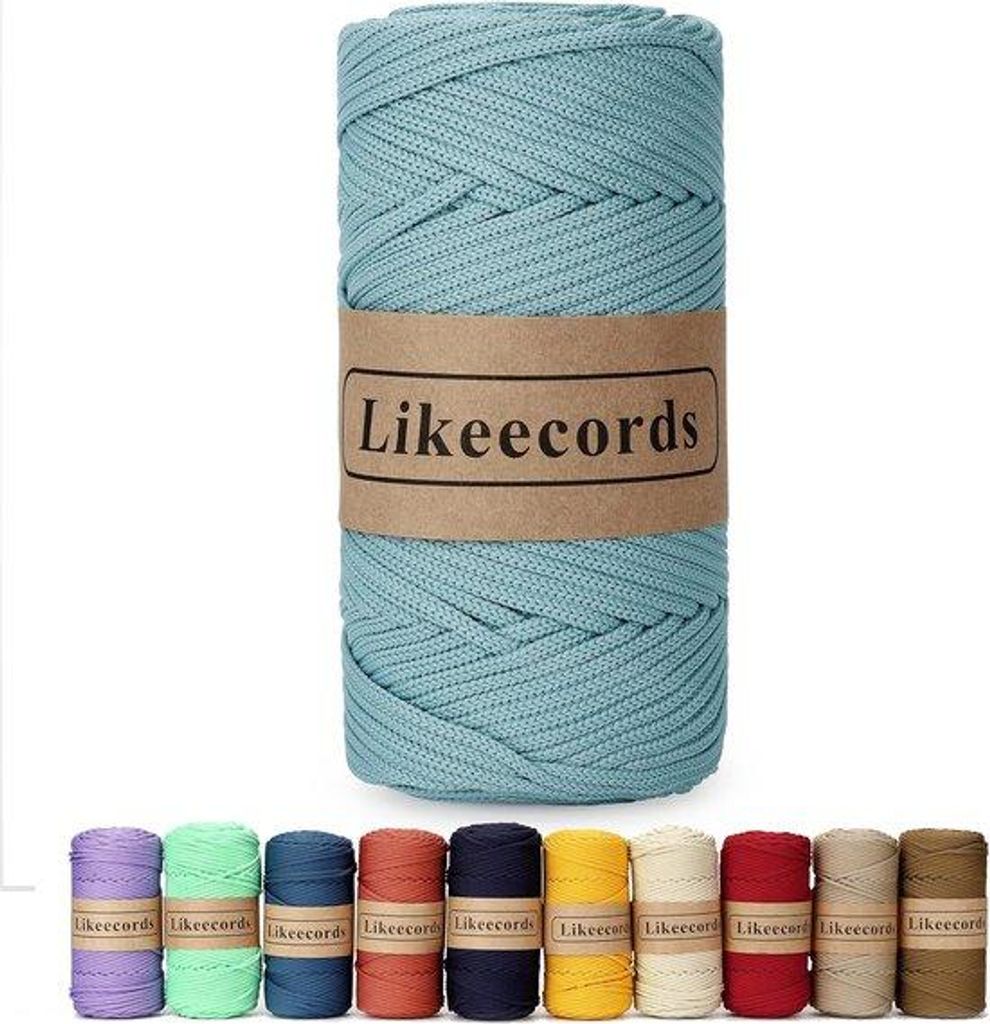 Macramétouw 4 mm, 130 Meter Polyester, 100% Polypropyleen, Macramékoord, Haakgaren, Großes Taschenmodell, Cadeau für Handarbeitsliebhaber, Grün