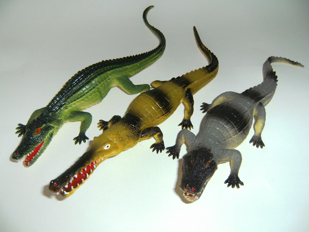 Spieltiere Krokodile 3erSet, 37 cm, Krokodil Gummikrokodil Gummikrokodile Kindergeburtstag Tiere