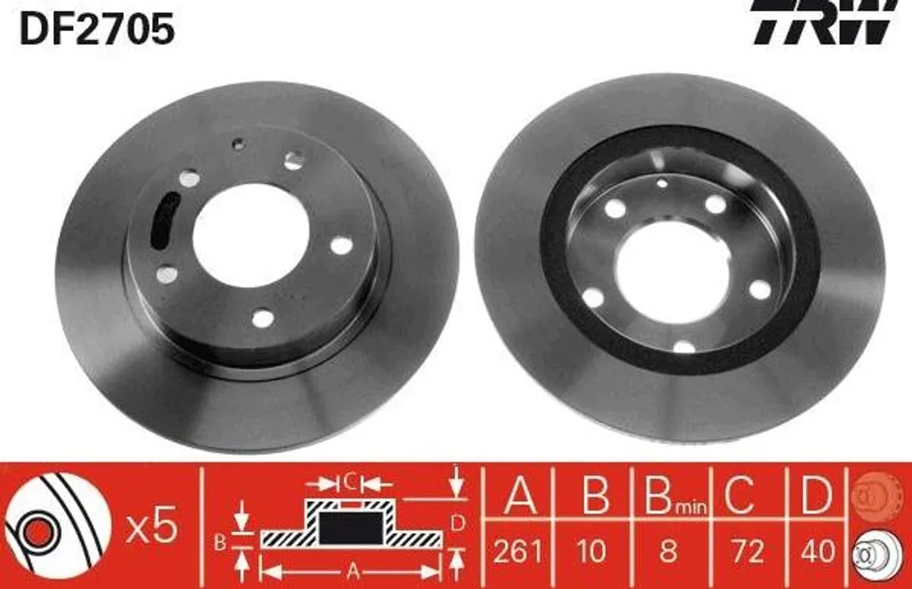 Disque de frein TRW DF2705 pour Mazda MX-6 et Premacy - Qualité OE