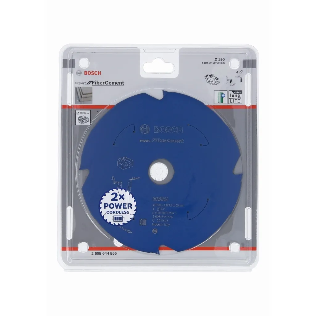 Lama circolare per seghe a batteria Expert per fibrocemento, 190 x 1,8/1,2 x 30, T4